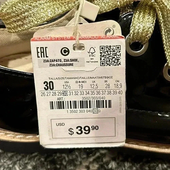 ZARA Patent Leather black kids shoes US Size 12.5 - Picture 10 of 12